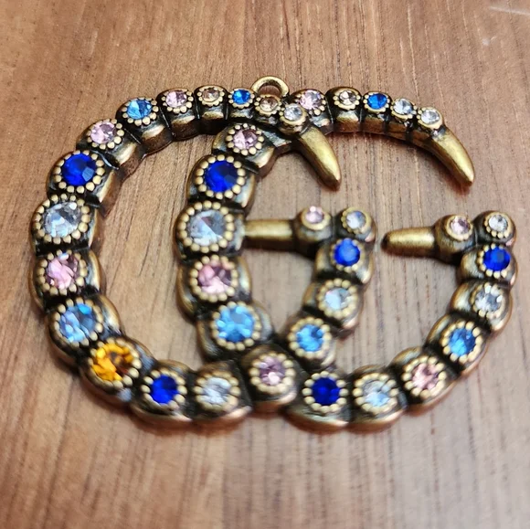 Multi-colored Rhinestones GG zipper Pull - Picture 3 of 4